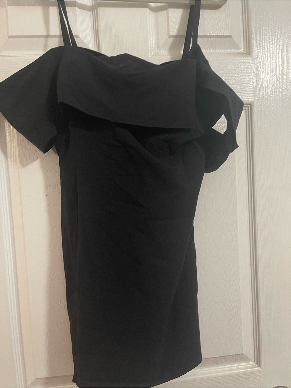 COS Black Off-Shoulder Mini Dress with Ruffle - Picture 6 of 8